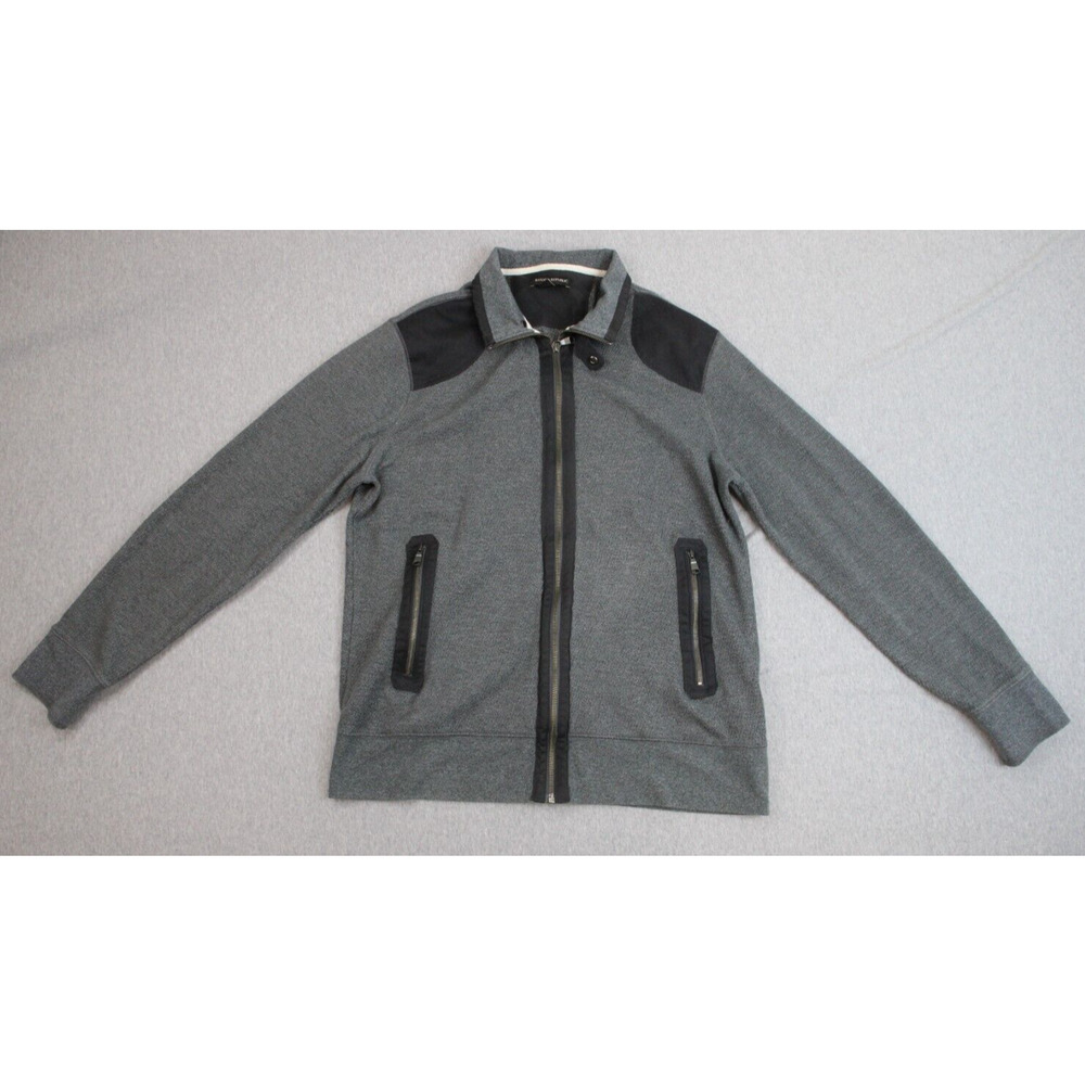 Banana Republic Jacket Sweater Mens Large Gray Cotton Blend Full Zip Pockets